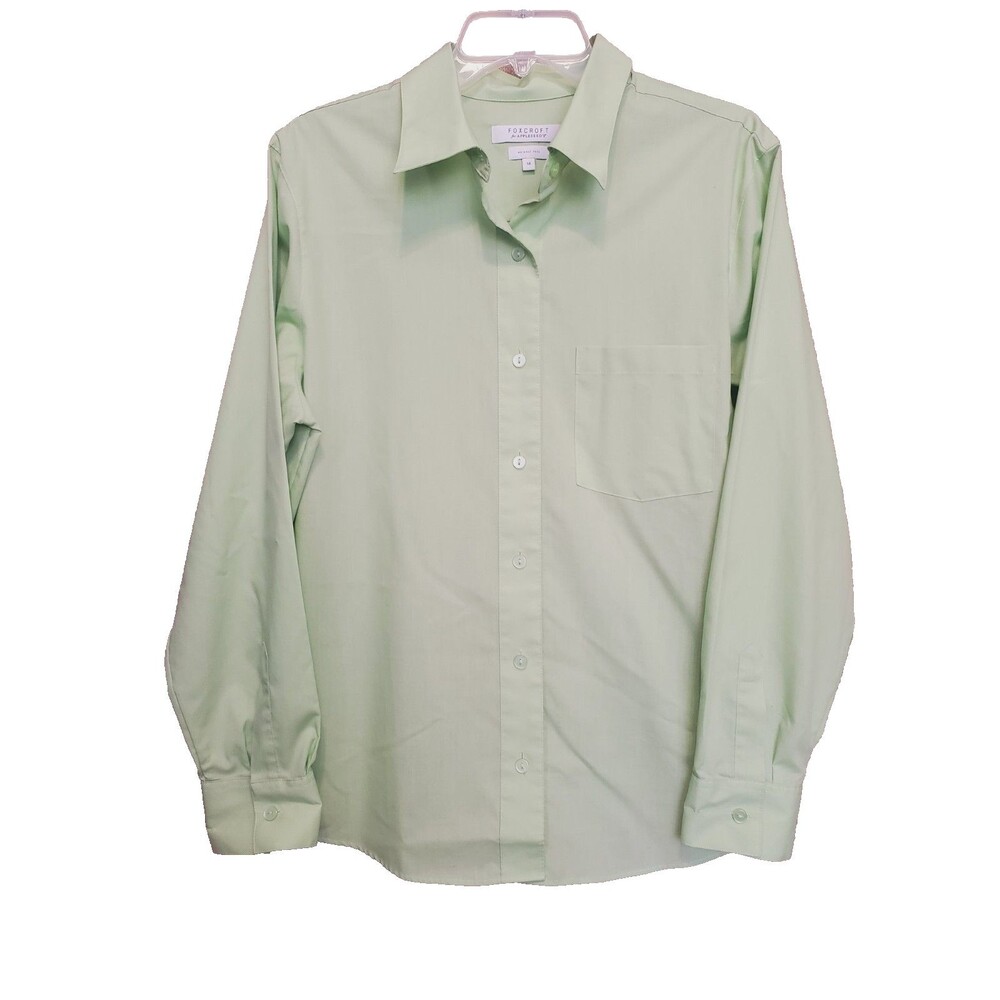 Foxcroft for Appleseed's Wrinkle Free Green Long Sleeve Button-Up Shirt Size 14